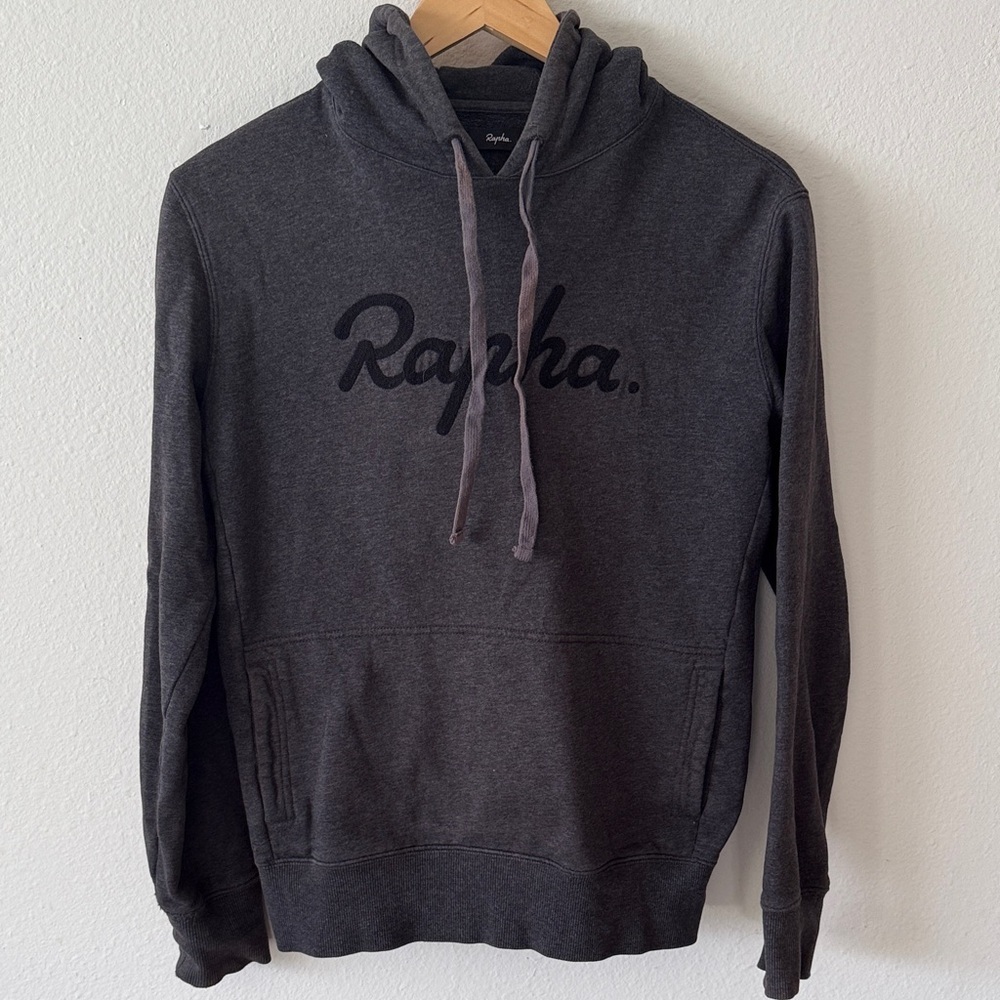 Rapha sz S Logo Pullover Hoodie 100% cotton Charcoal sweatshirt great cond